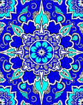 Ornate Blue Teal Floral Mandala Rug