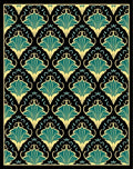Art Nouveau Teal Gold Floral Pattern Rug