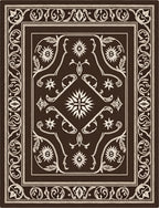 Ornate Floral Brown Cream Rug
