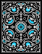 Intricate Teal White Floral Pattern Rug