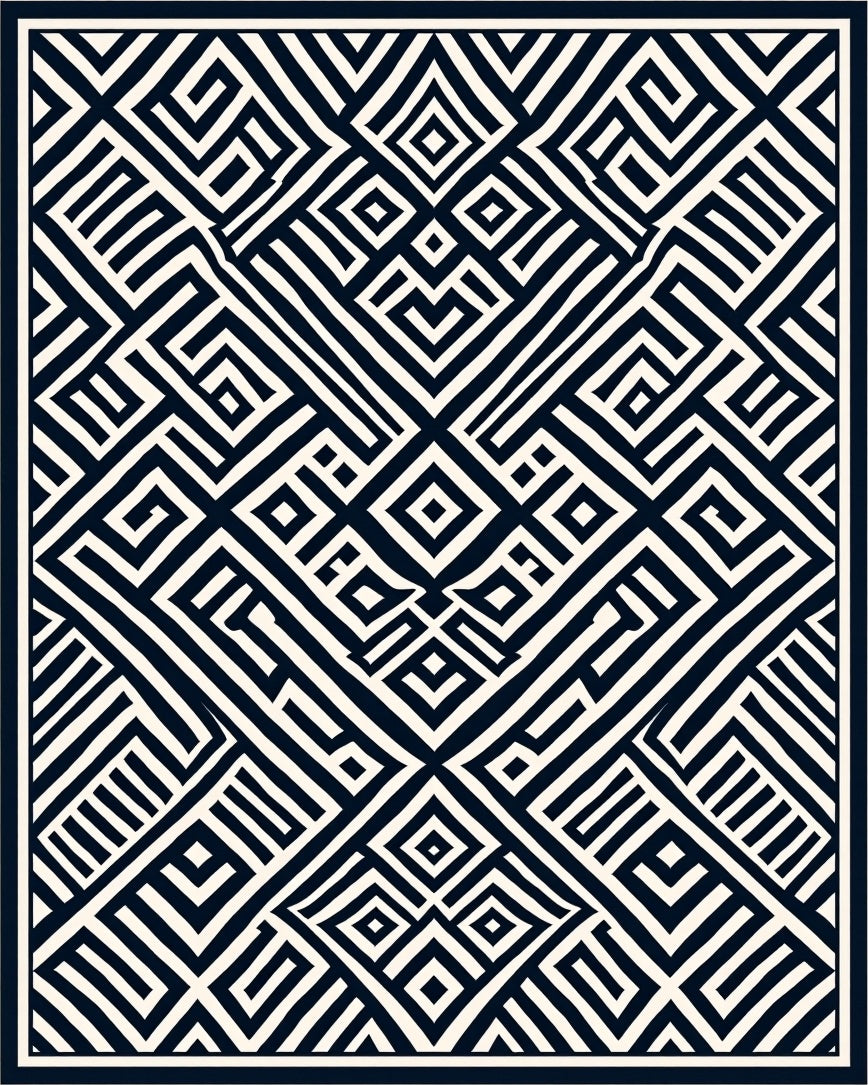 Bold Geometric Maze Pattern Rug
