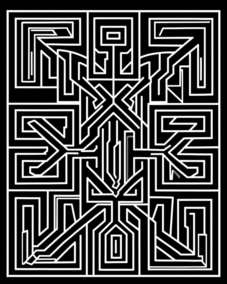 Abstract Geometric Maze Pattern Rug