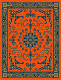 Bold Orange Blue Vintage Floral Rug