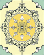 Yellow Sunburst Floral Medallion Rug