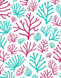 Coral Branch Pattern Red Teal Rug
