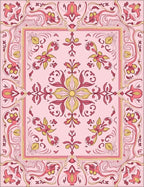 Classic Floral Patterned Pink Rug