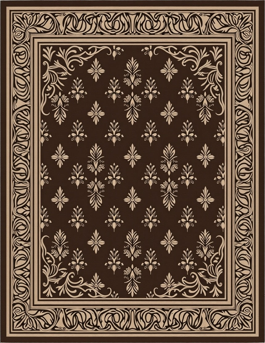 Ornate Scroll Floral Patterned Rug