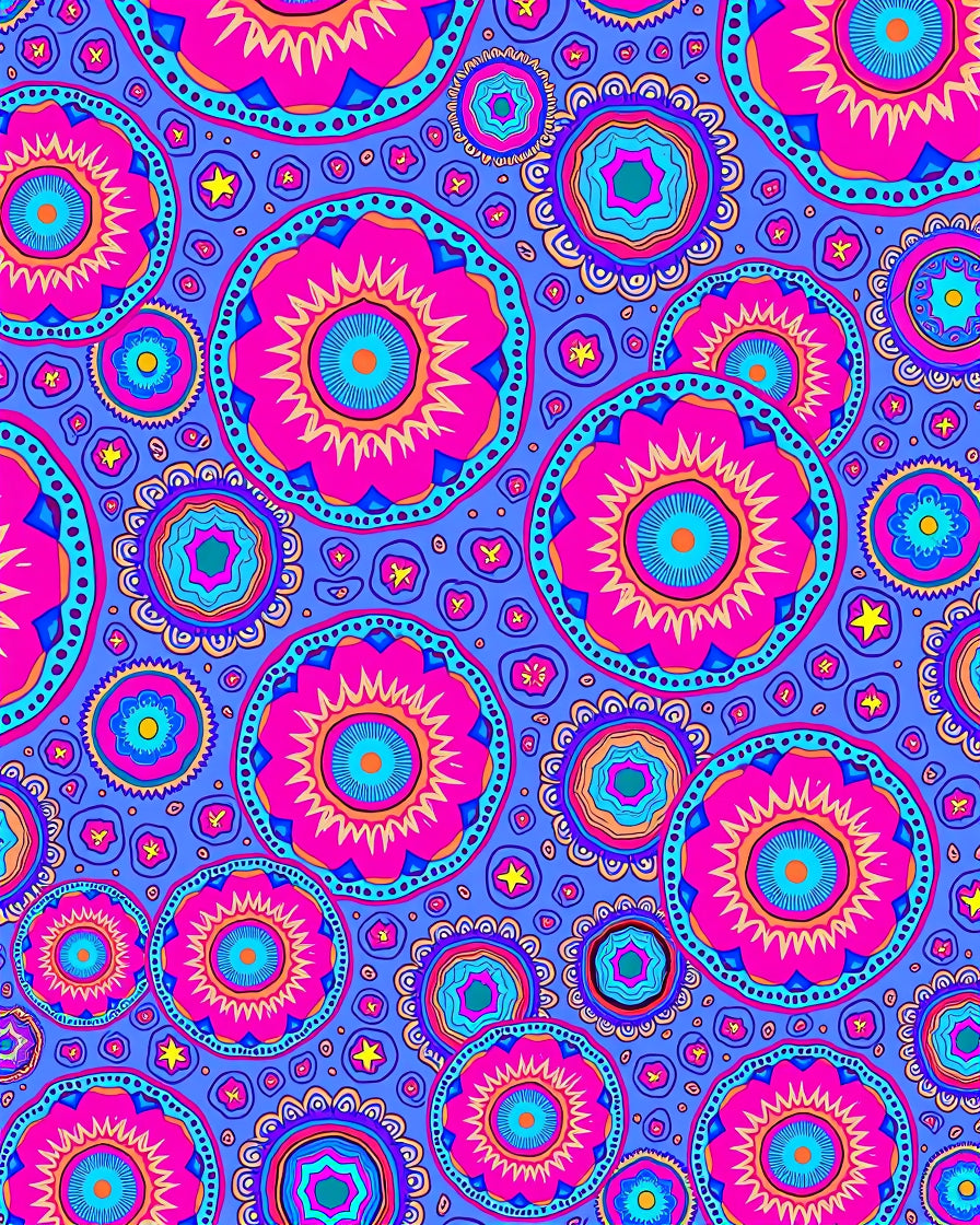Colorful Circular Floral Pattern Design Rug