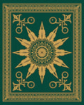 Elegant Gold Floral Sunburst Design Rug