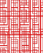 Bold Red Geometric Line Grid Rug