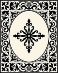 Ornate Black Ivory Floral Medallion Rug