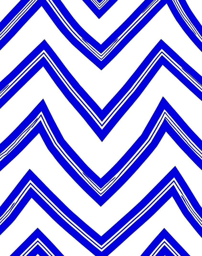 Bold Blue White Zag Pattern Rug