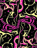 Vibrant Pink Yellow Swirl Pattern Rug