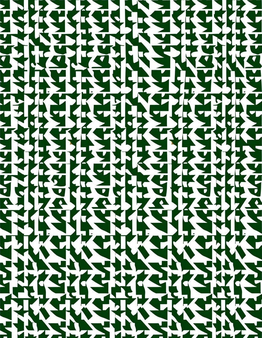 Abstract Green And White Geometric Pattern Rug