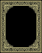 Ornate Golden Swirl Border Design Rug