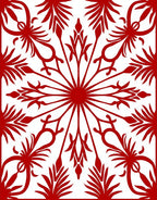Bold Red Abstract Floral Tile Design Rug