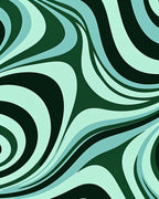 Abstract Flowing Swirls Teal Pattern Rug
