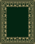 Elegant Cream Floral Border Green Rug