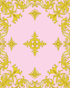 Gold Baroque Floral Pattern Rug