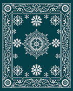 Whimsical White Snowflake Winter Night Rug