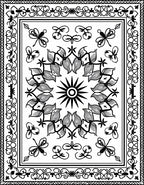 Monochromatic Floral Butterfly Mandala Design Rug