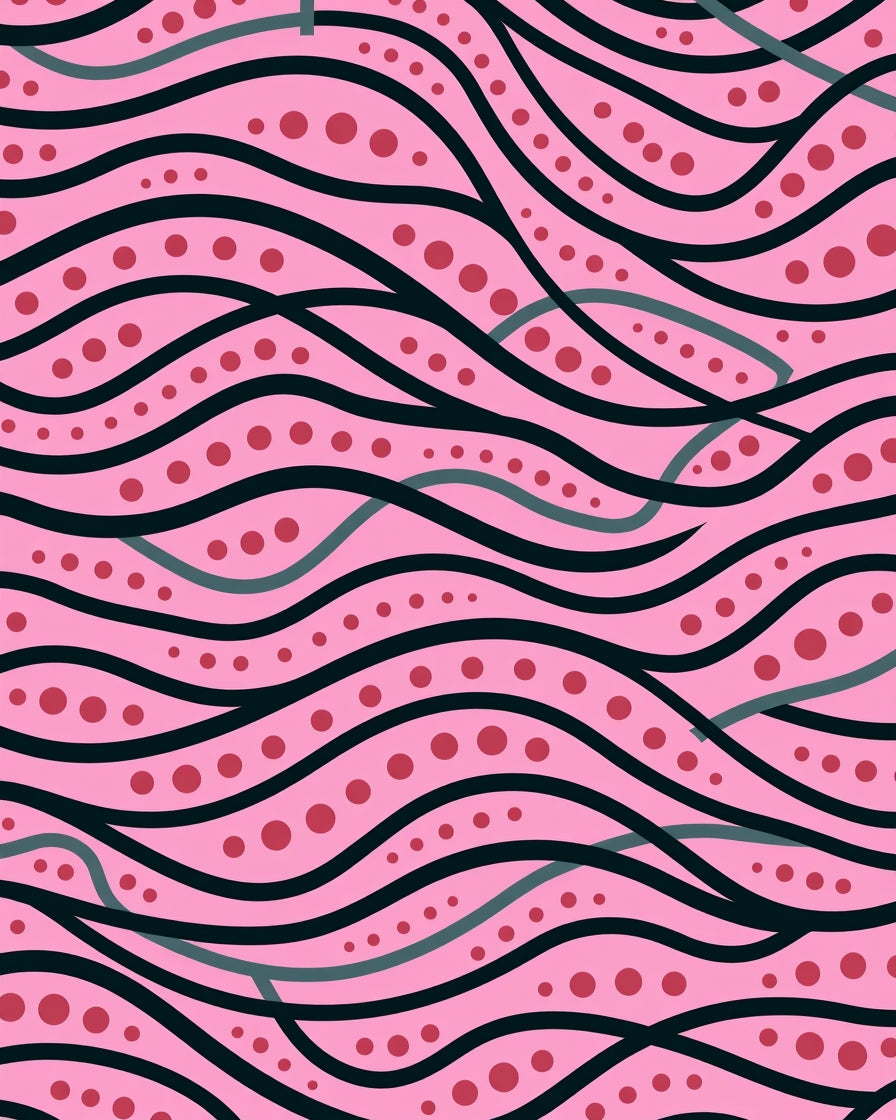 Pink Wave Dots Pattern Design Rug