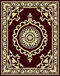 Rich Burgundy Gold Floral Symmetry Rug