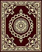 Rich Burgundy Gold Floral Symmetry Rug