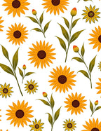 Sunflower Pattern With Green Leaves Rug