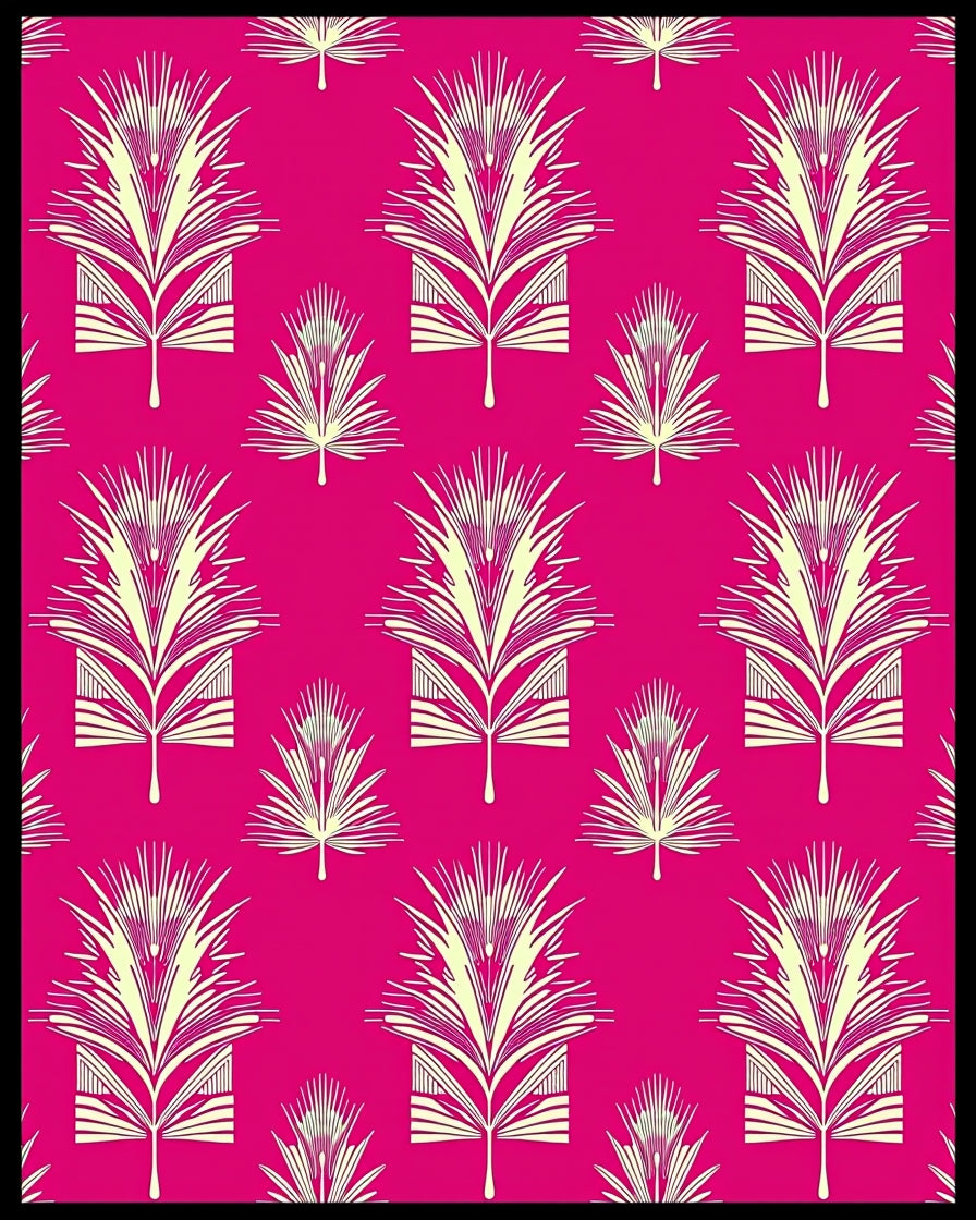 Art Deco Palm Frond Geometric Pattern Rug