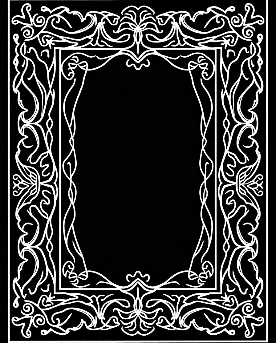 Ornate Flourish White Border Design Rug