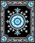 Black Blue Floral Mandala Pattern Rug