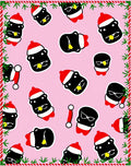 Pink Festive Penguin Holiday Collage Rug