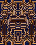 Intricate Orange Geometric Line Art Rug