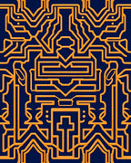 Intricate Orange Geometric Line Art Rug