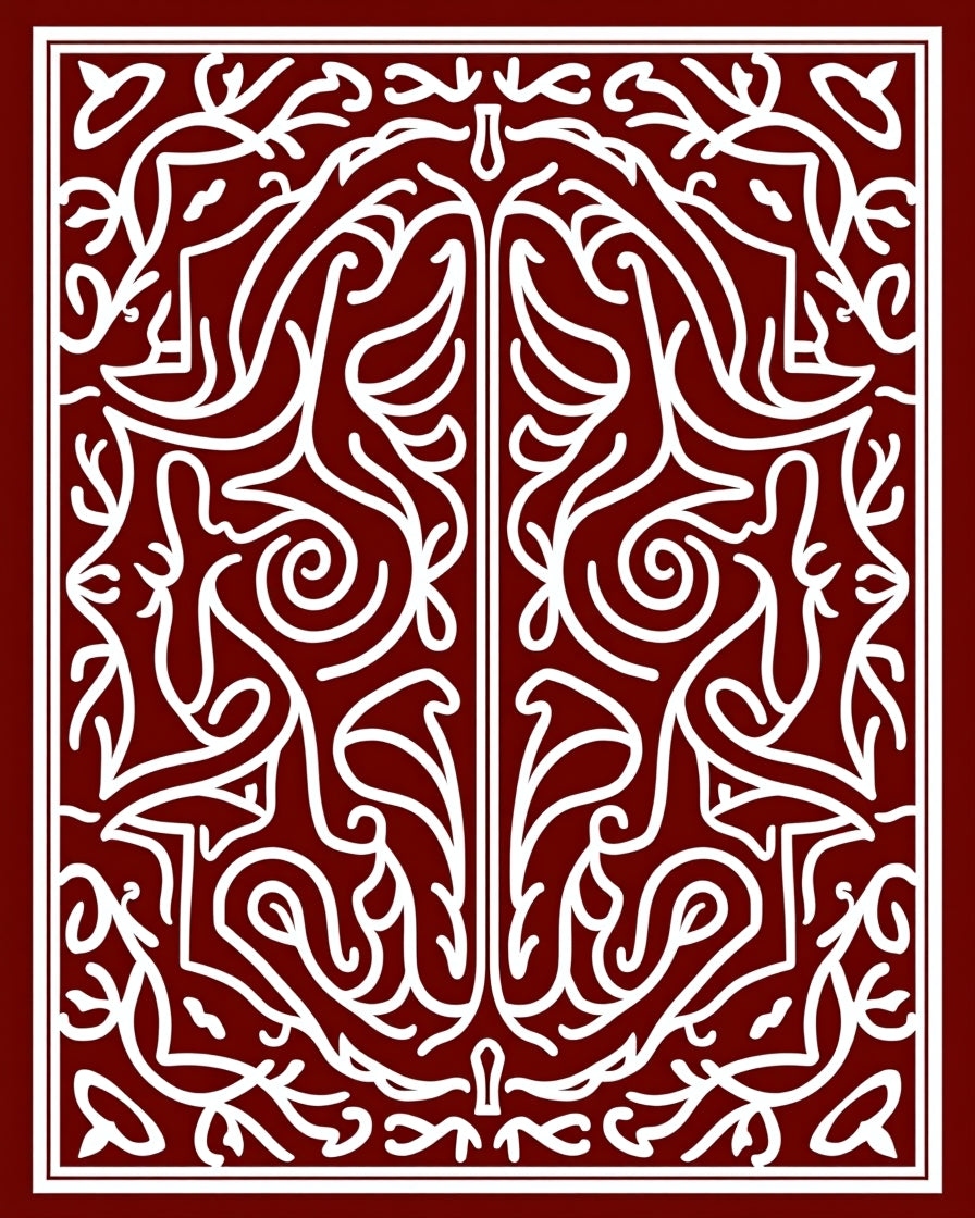 Ornate White Vine Pattern Rug