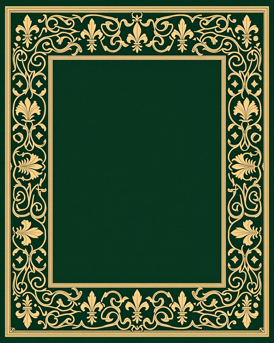 Gold Floral Flourish Border Rug