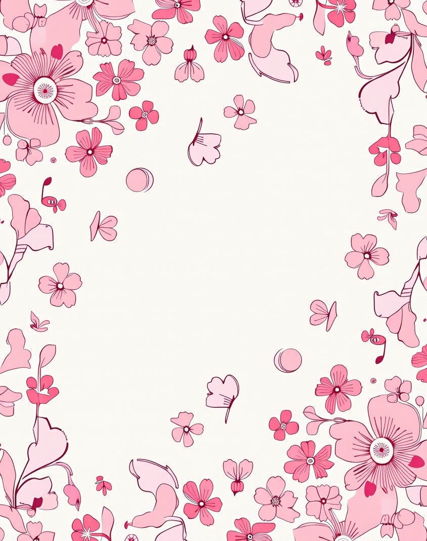 Pink Floral Botanical Pattern Rug
