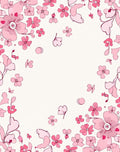 Pink Floral Botanical Pattern Rug