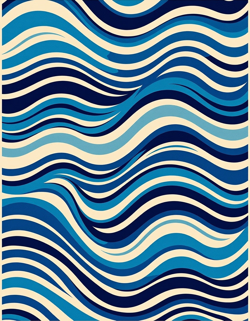 Blue Waves Pattern Rug
