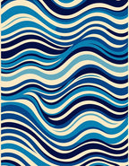 Blue Waves Pattern Rug
