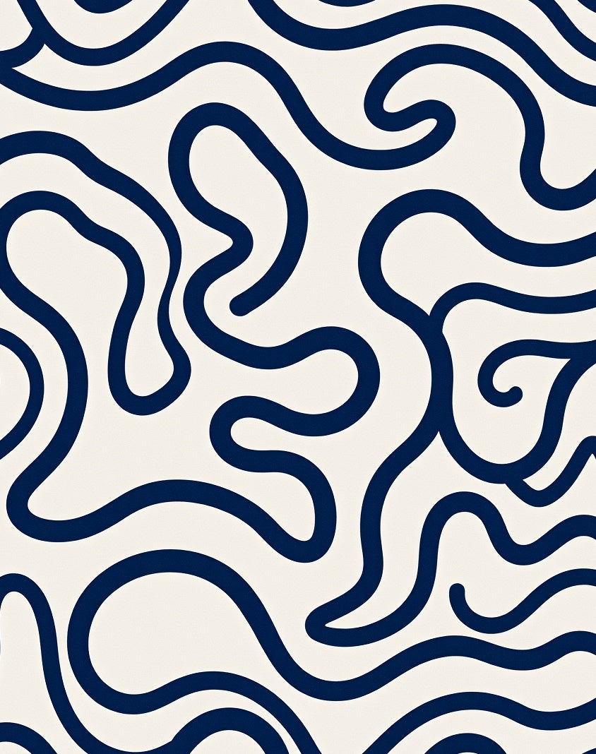 Navy Swirl Abstract Pattern Rug