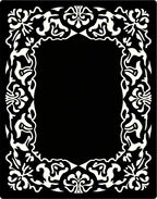 Ornate Black White Floral Border Rug