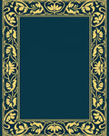 Golden Floral Scroll Border Design Rug