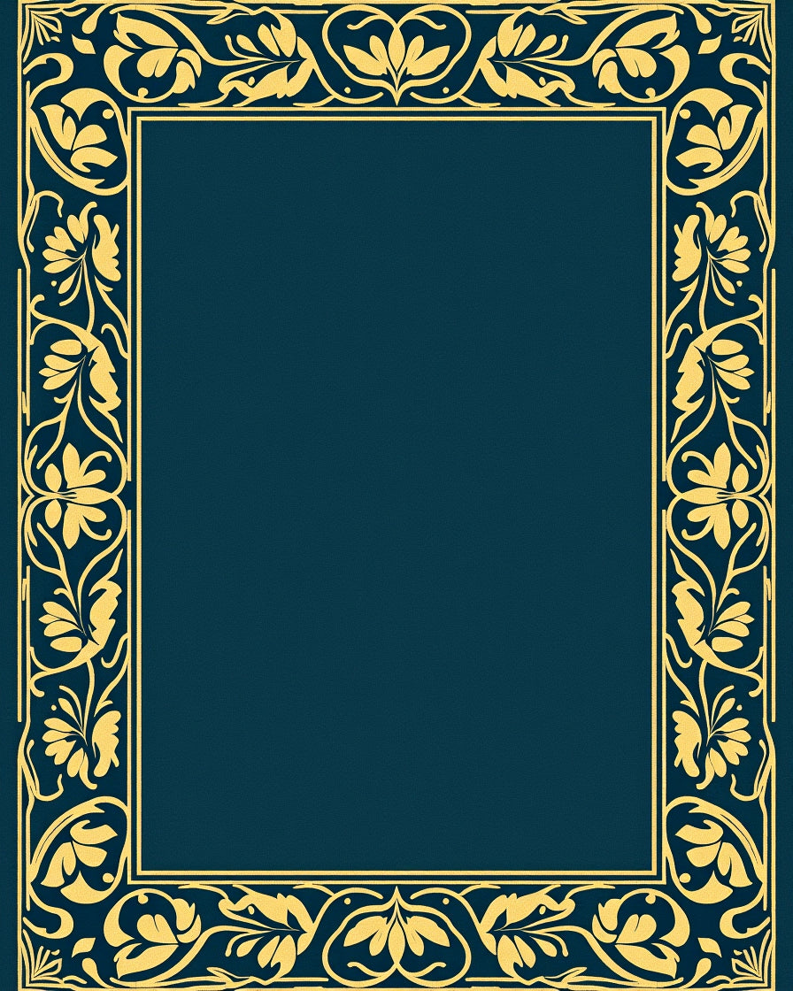 Golden Floral Scroll Border Design Rug