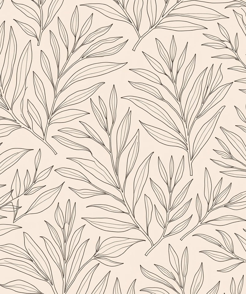 Outline Leaf Botanical Pattern Rug