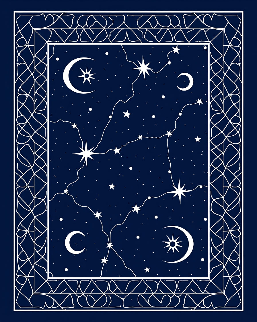 Celestial Constellation Moon Star Pattern Rug