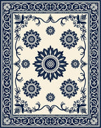 Classic Floral Sunburst Medallion Design Rug