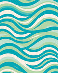 Aqua Green Wave Pattern Print Rug