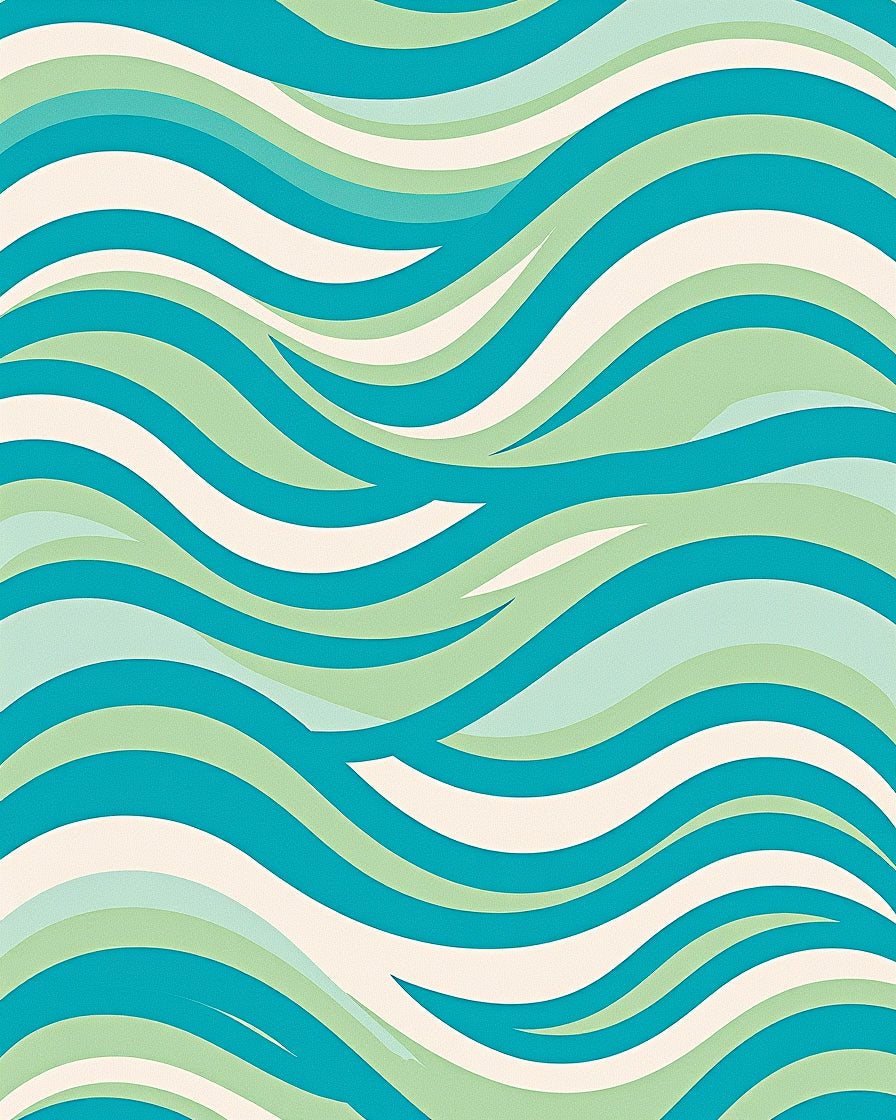 Aqua Green Wave Pattern Print Rug